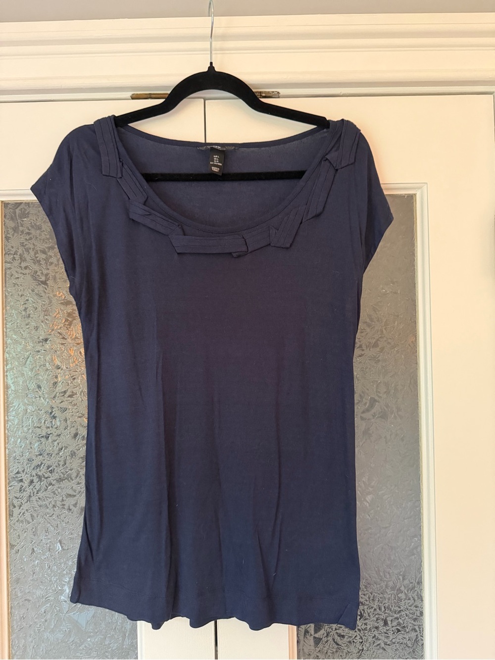 Navy Scoop Neck Tee with Neck Detail